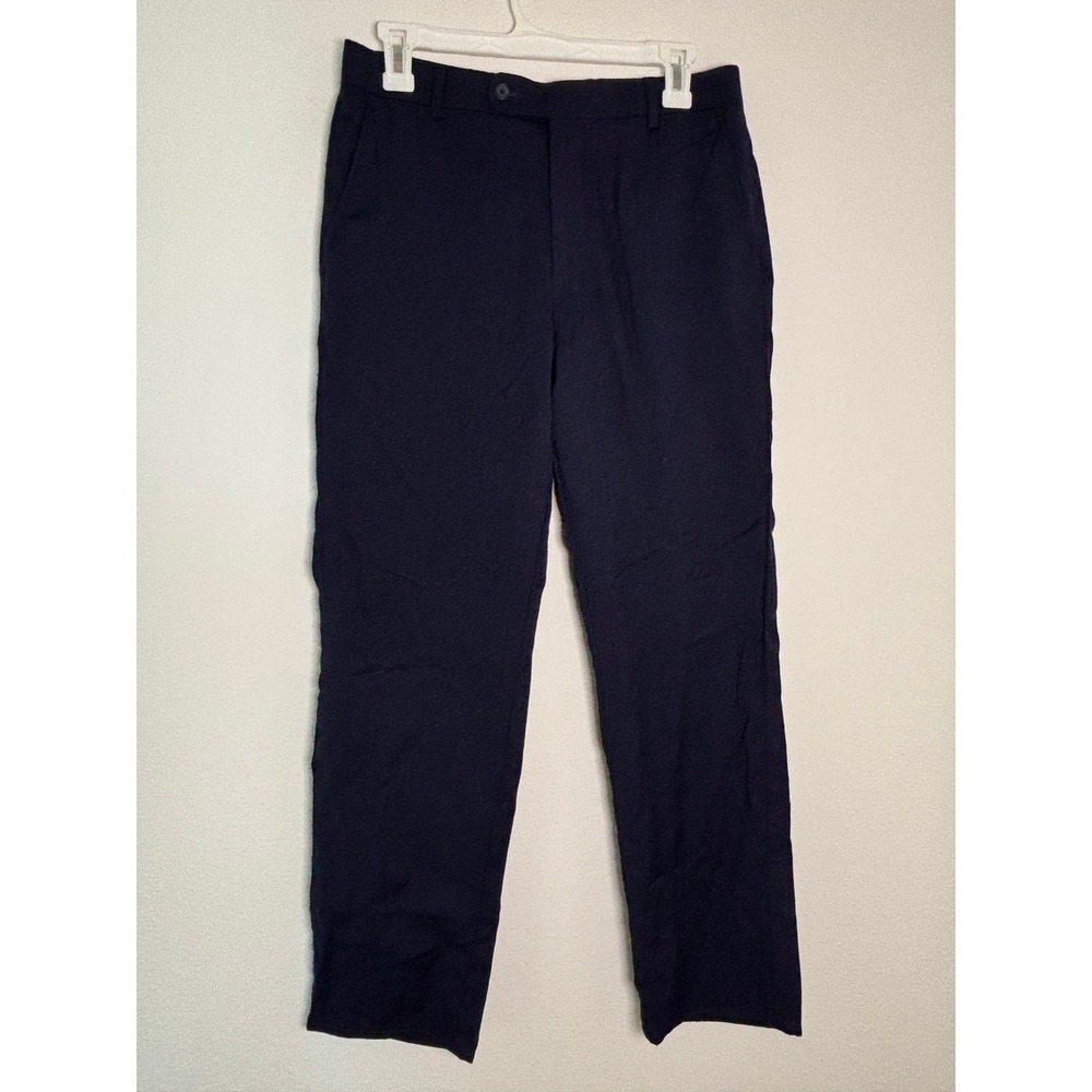 Linea Uomo Mens Navy Blue Flat Front Dress Pants Trousers 32 Waist 38 Short